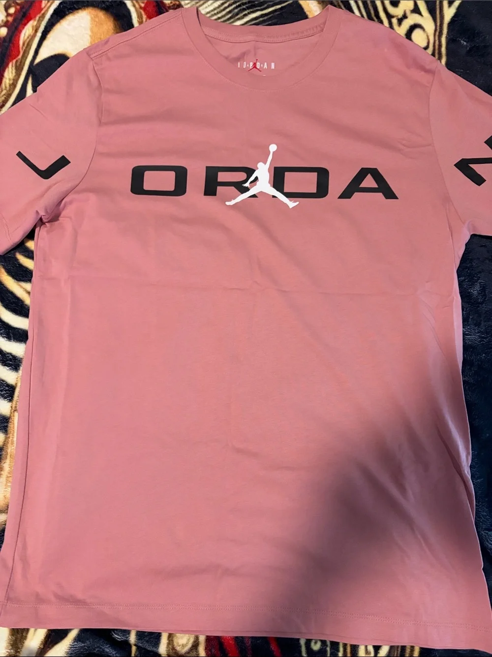 Jordan Men's Short Sleeve Tee Pink with Black and White Logo